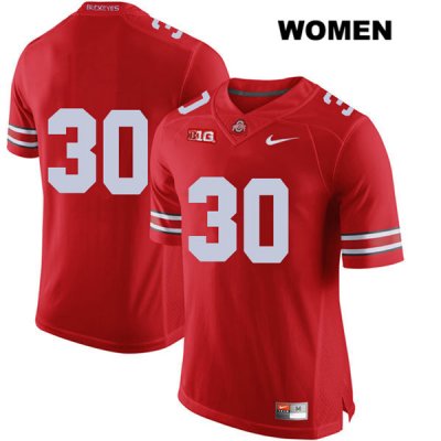 Women's NCAA Ohio State Buckeyes Kevin Dever #30 College Stitched No Name Authentic Nike Red Football Jersey UI20F25VE